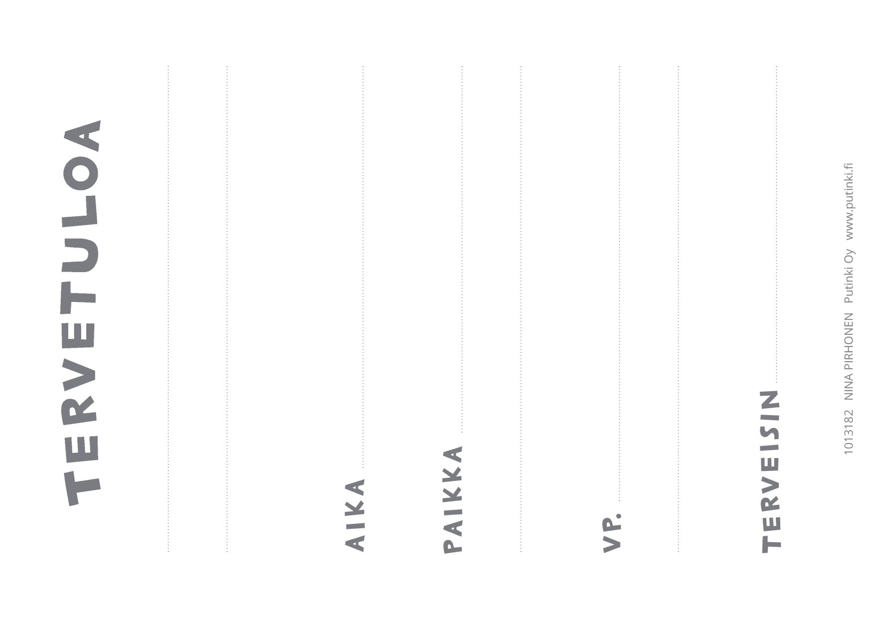 Kutsukorttipakkaus Nina Pirhonen - Raketti