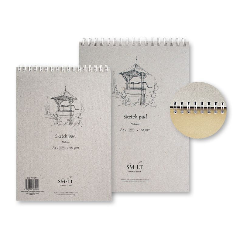 SMLT Natural-luonnoslehtiö 100g A4 (100) kierrätet, mikroperforointi, kierre yläreunassa