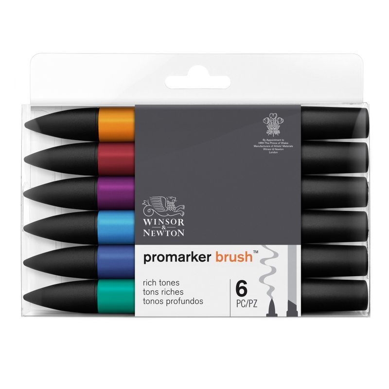 WN Promarker Brush Rich tones 6-lajitelma, sivellintussilajitelma