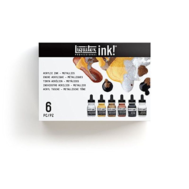 Liquitex Acrylic Ink Set 6x30ml Metallic, Akryylimustesetti