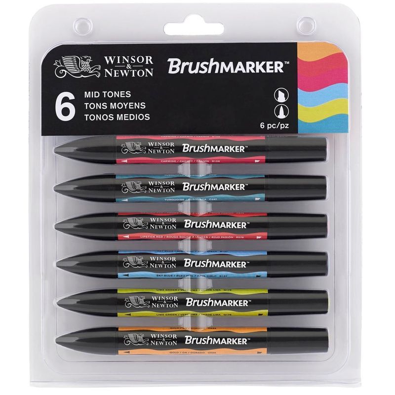 WN Promarker Brush Mid tones 6-lajitelma, sivellintussilajitelma
