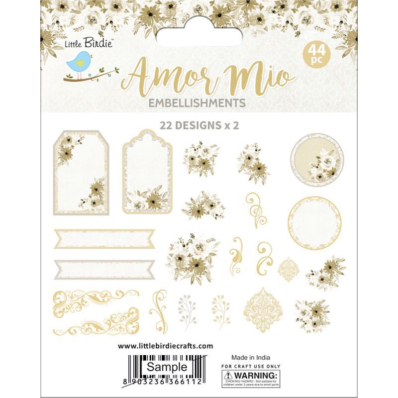 P. L.Birdie paperikuviot Amor Mio, 44kpl valkoinen