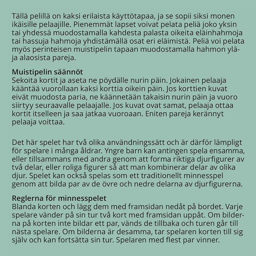 Muistipeli Putinki Mira Mallius - Muikeat eläimet