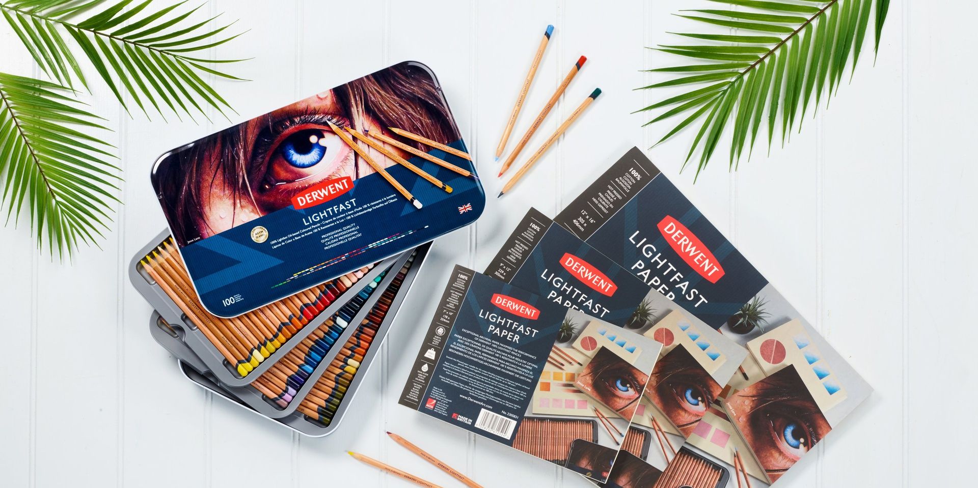 Derwent Lightfast 100 värikynälajitelma, Upea täydellinen koko värivalikoima metallilaatiko