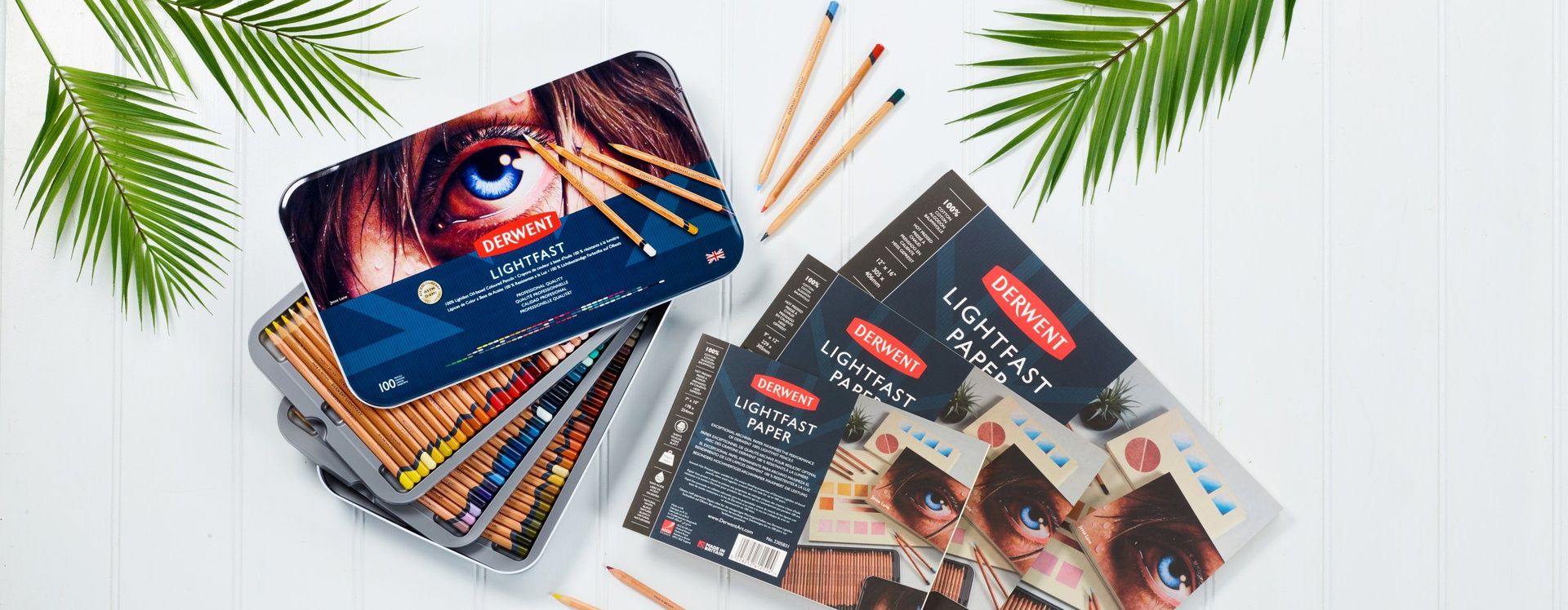 Derwent Lightfast 100 värikynälajitelma, Upea täydellinen koko värivalikoima metallilaatiko