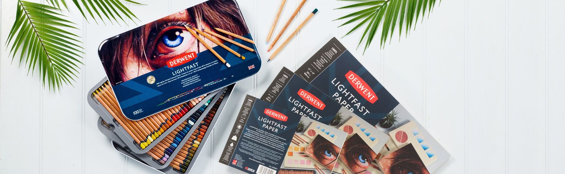 Derwent Lightfast 100 värikynälajitelma, Upea täydellinen koko värivalikoima metallilaatiko