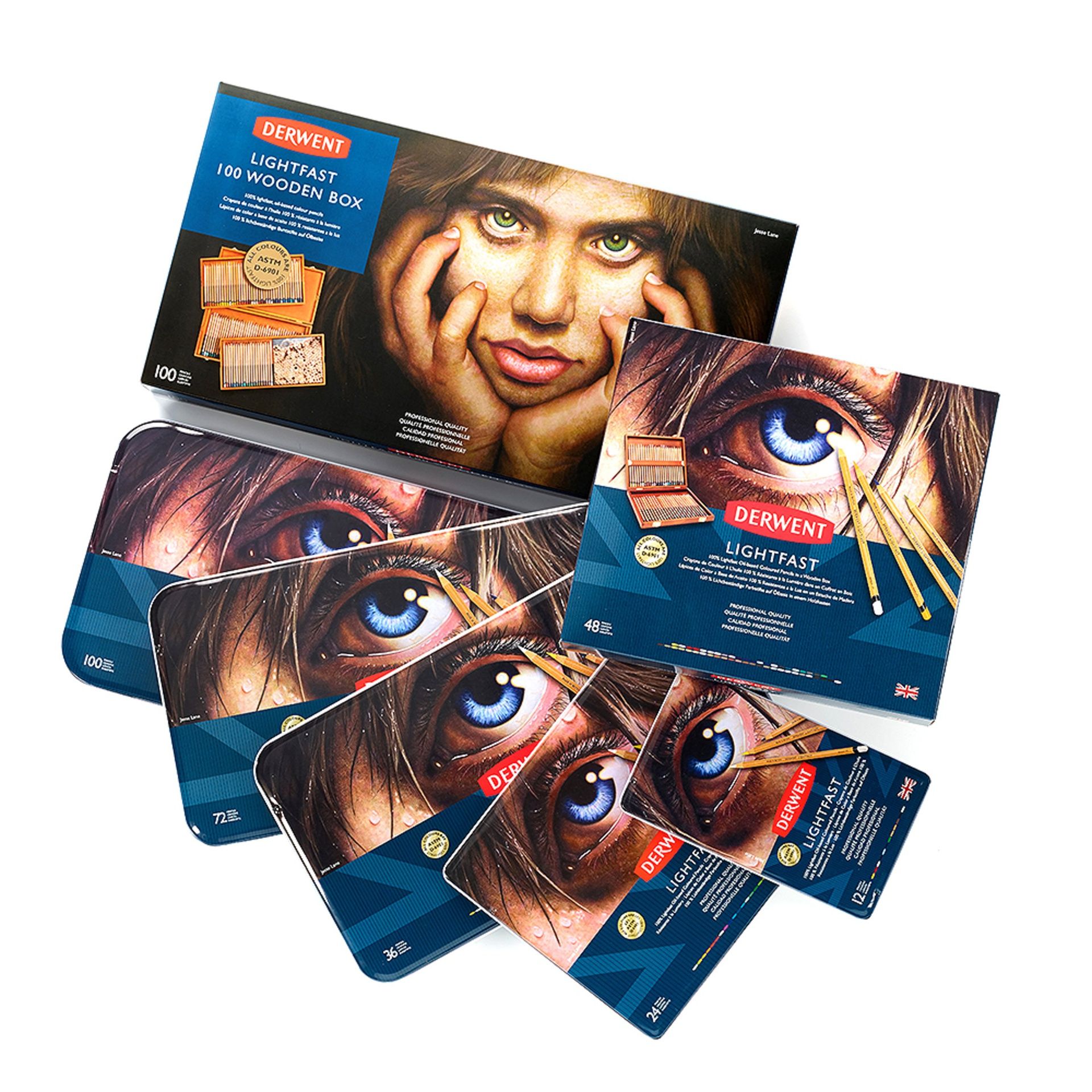 Derwent Lightfast 100 värikynälajitelma, Upea täydellinen koko värivalikoima metallilaatiko