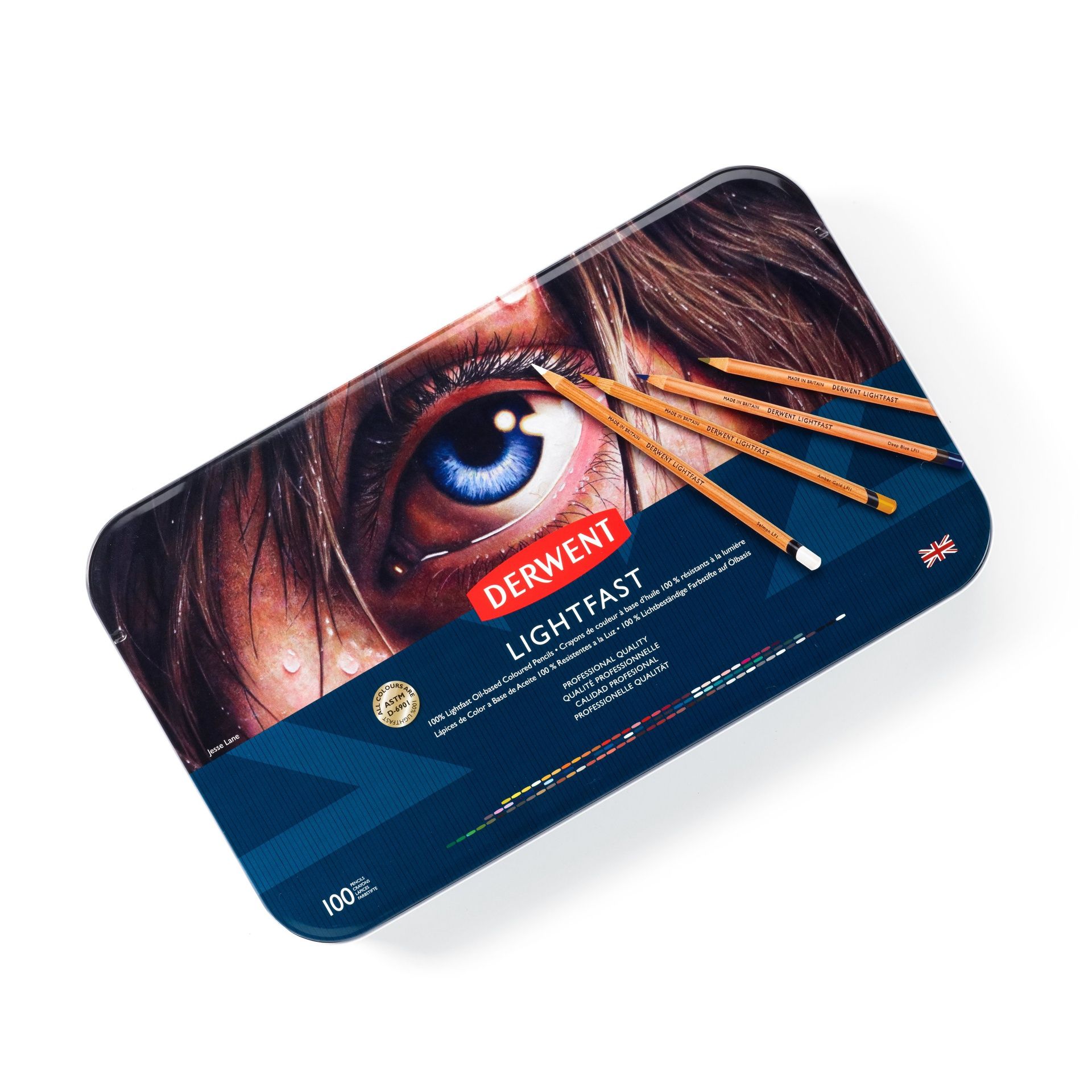 Derwent Lightfast 100 värikynälajitelma, Upea täydellinen koko värivalikoima metallilaatiko