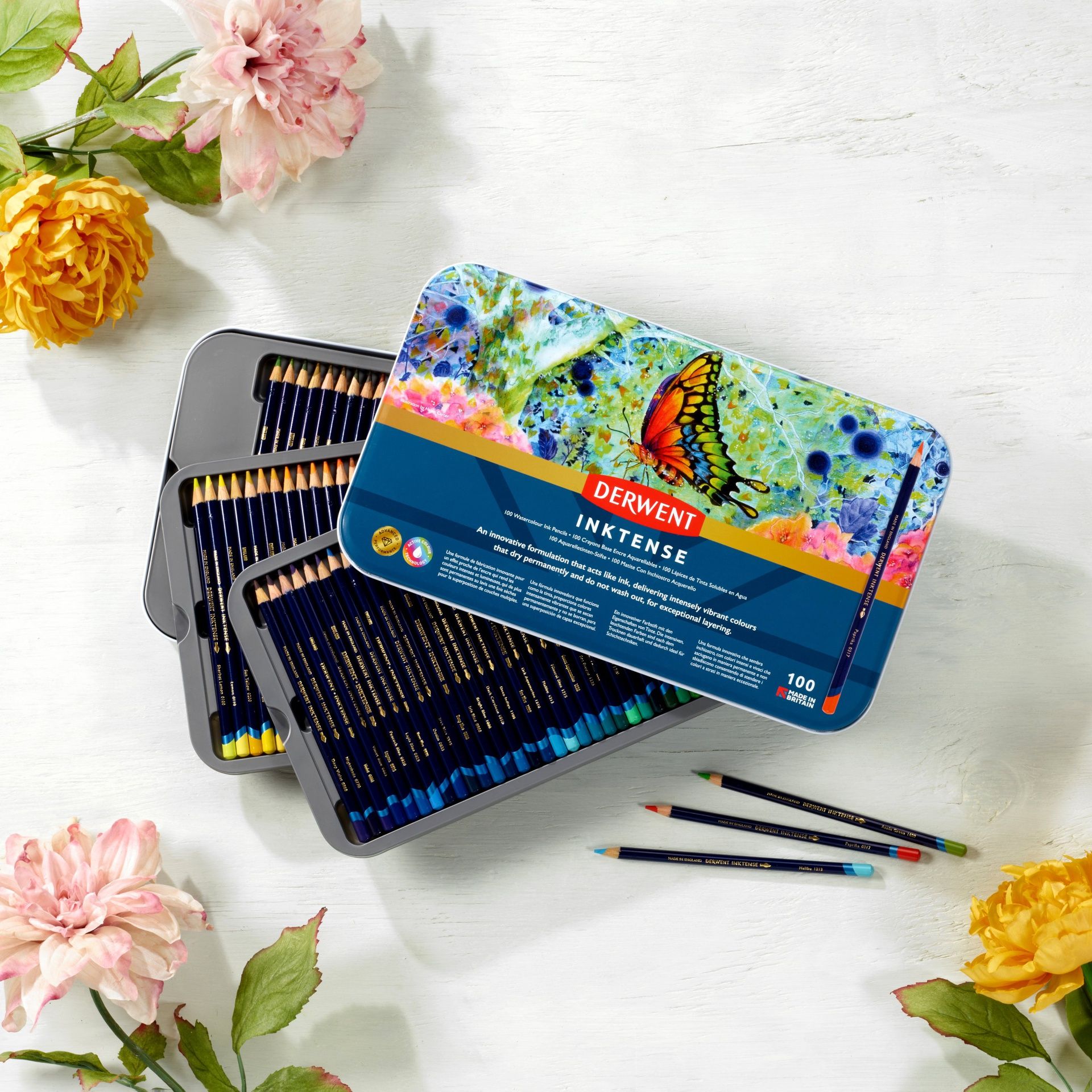 Derwent Inktense 100 mustevärikynälajitelma