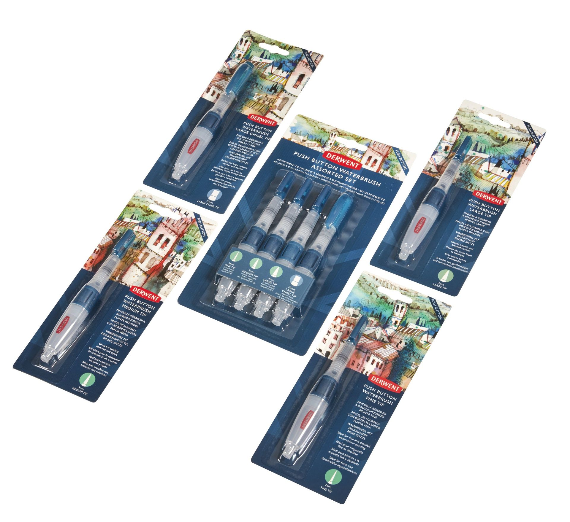 Derwent Waterbrush Push Button 4 kpl säiliösivellin