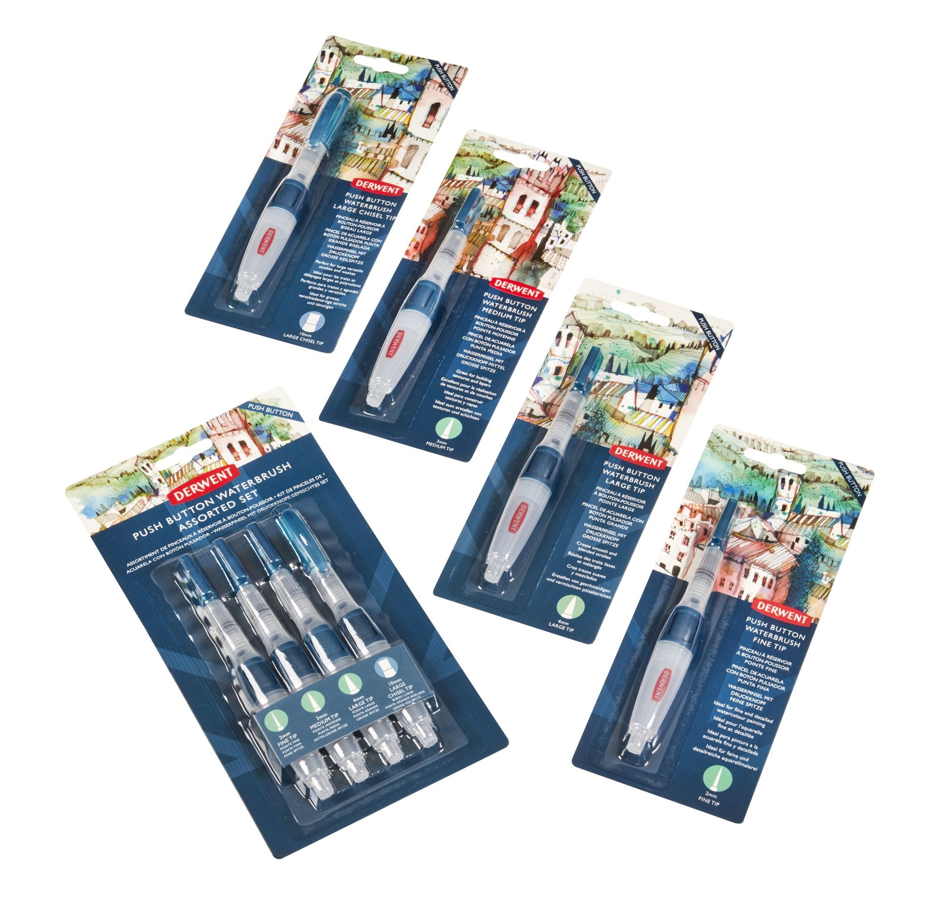 Derwent Waterbrush Push Button 4 kpl säiliösivellin