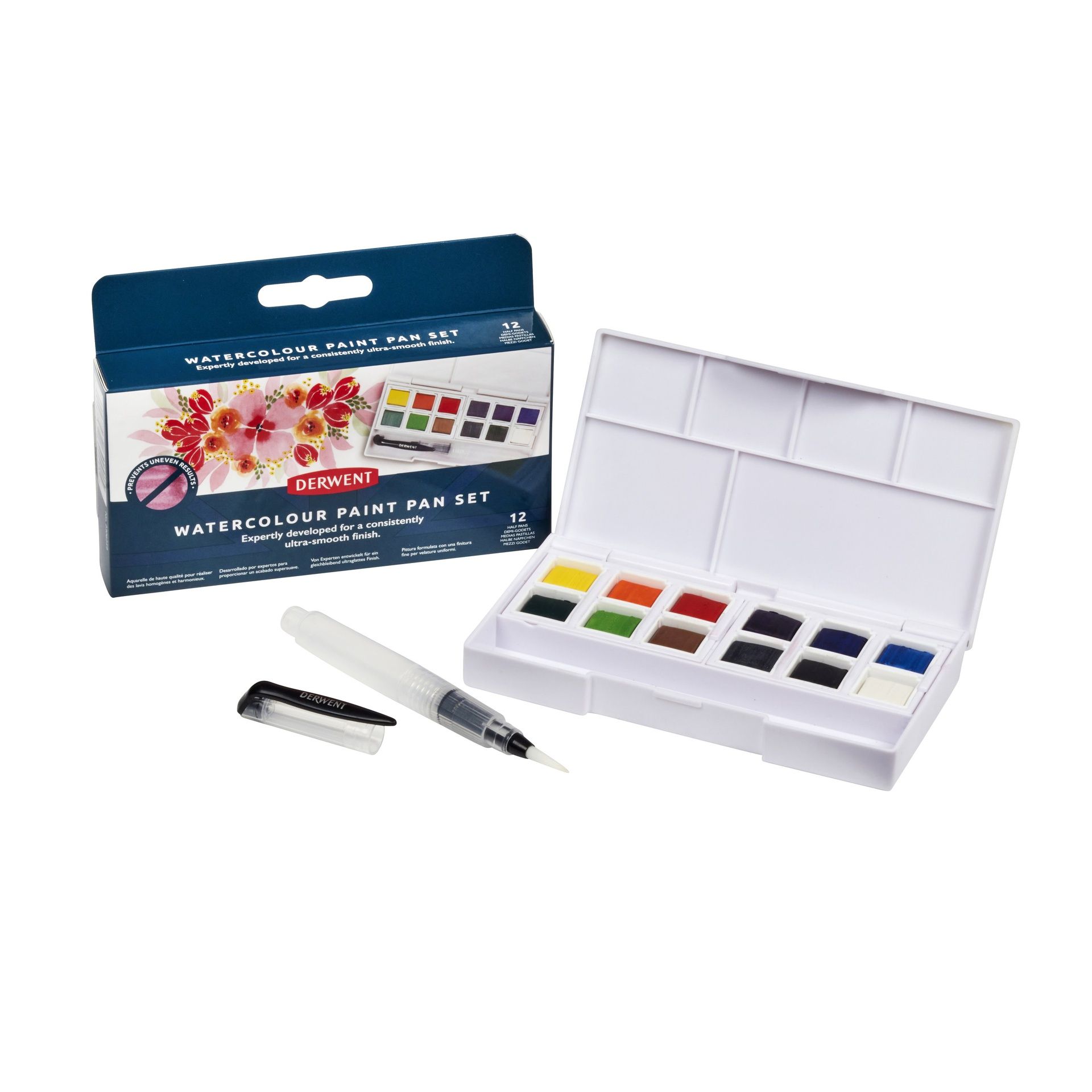 Derwent Watercolour Paint Pan Set 12 sävyä