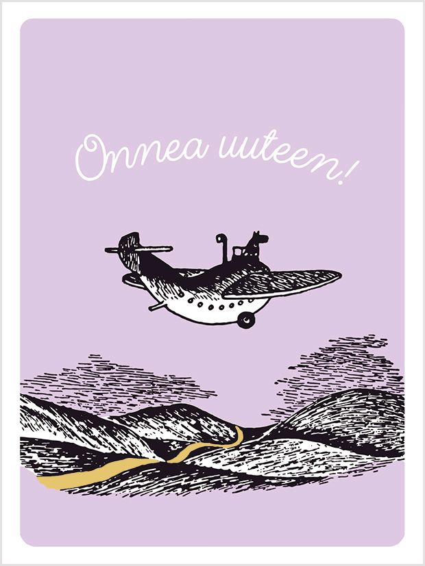 2-osainen kohopainokortti Muumi - Onnea uuteen